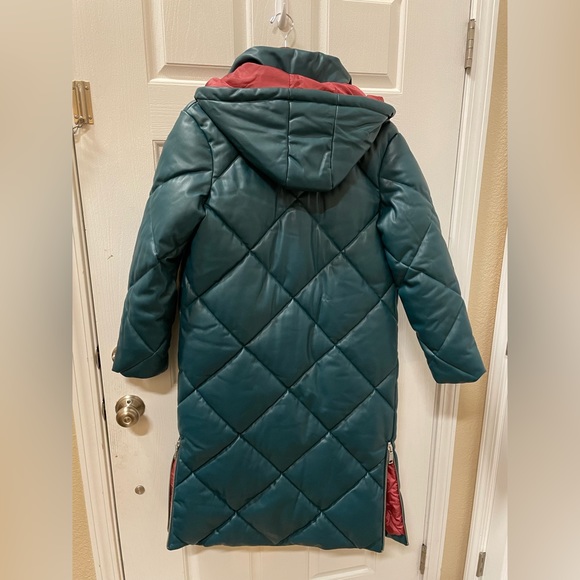 NWT Rebecca Minkoff Women’s Quilted Long Hooded Puffer Coat Sz M Deep Sea Color - Picture 3 of 14